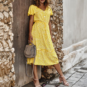 Elegant Short Sleeve Maxi Dress