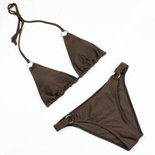 Load image into Gallery viewer, Solid Color Backless Ring Decoration Bikini
