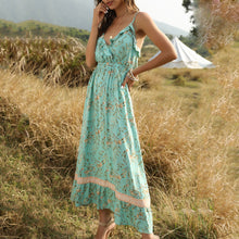Load image into Gallery viewer, Bohemian Style Ruffle V-Neck Floral Printed Maxi Dress
