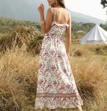 Load image into Gallery viewer, Bohemian Style Ruffle V-Neck Floral Printed Maxi Dress
