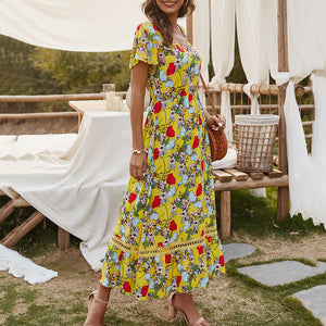 Fashion Floral Printed Vacation Dress
