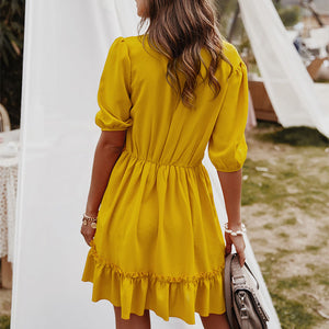 V-Neck Half Sleeve Mini Dress