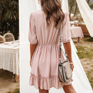 V-Neck Half Sleeve Mini Dress