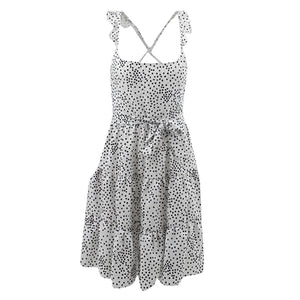 Polka Dot Ruffled Backless Dress