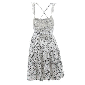 Polka Dot Ruffled Backless Dress