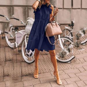 Solid Color Sleeveless Loose Dress