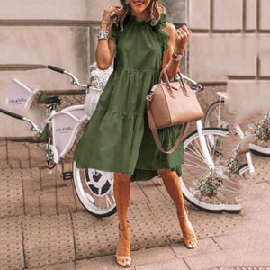 Solid Color Sleeveless Loose Dress