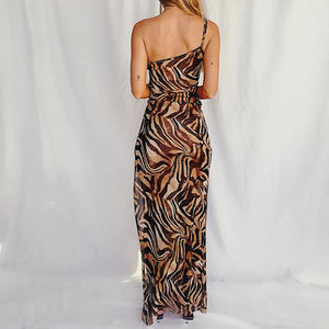 Sexy Leopard Printed Split Maxi Dress