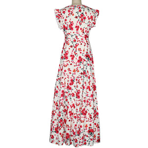 Floral Print V-Neck Design Vaction Dress