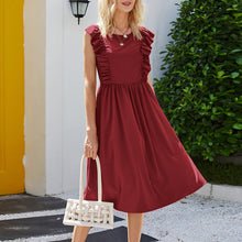 Load image into Gallery viewer, Vintage Ruffle Sleeveless Vacation Dress
