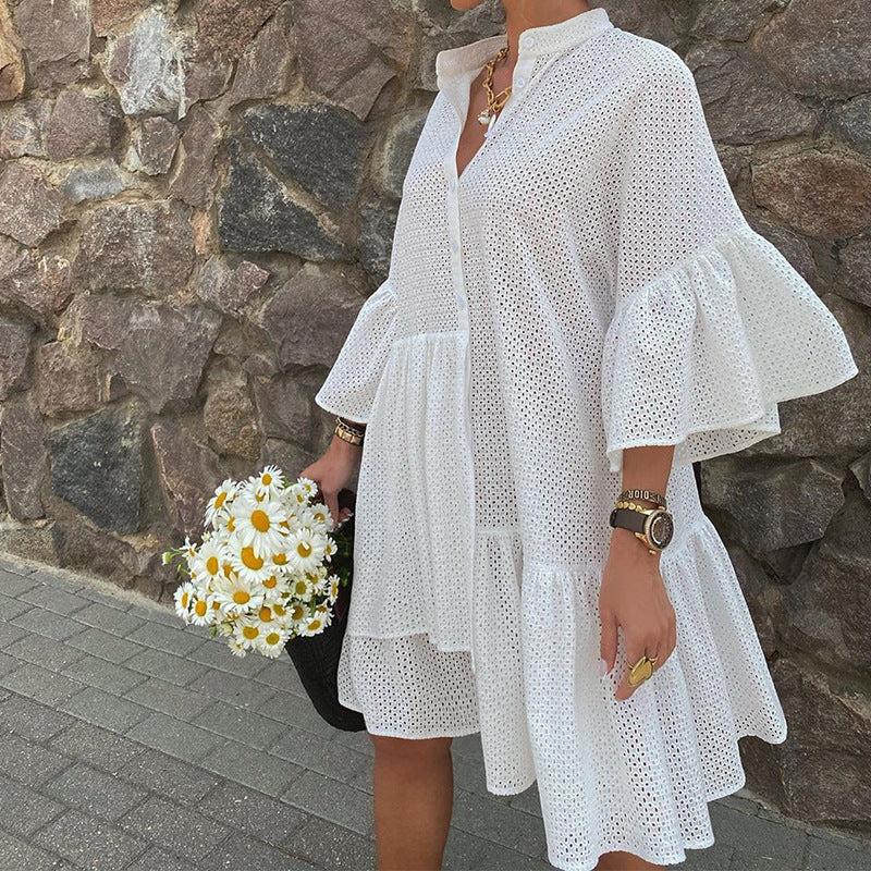 Solid Color Irregular Straight Dress