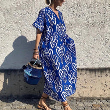 Load image into Gallery viewer, Printed V Neck Short Sleeve Maxi Dress
