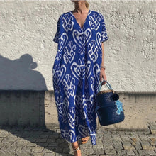 Load image into Gallery viewer, Printed V Neck Short Sleeve Maxi Dress

