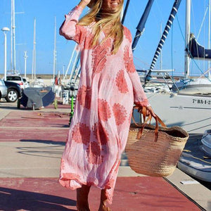 Elegant Printed Long Sleeve Maxi Dress
