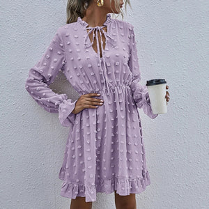 Elegant V-Neck Ruffle Mini Dress