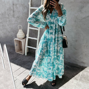 Fashion Floral Printed Loose Fit Maxi Dress