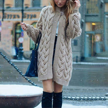 Load image into Gallery viewer, Solid Color Cross Knit Cardigan Sweater Coat
