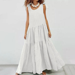 Sling Cotton And Linen Casual Maxi Dress