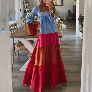 Cute Color Stitching Maxi Dress