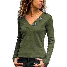 Load image into Gallery viewer, Solid Color V Neck Long-Sleeved T-shirt
