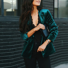 Load image into Gallery viewer, Slim Gold Velvet Blazer Coat
