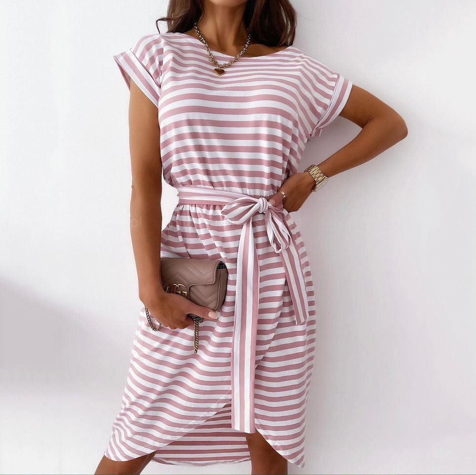 Striped Print Irregular Dress