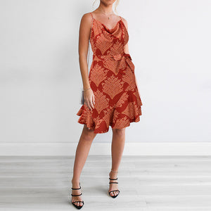 Fashion Printed Halter Mini Dress