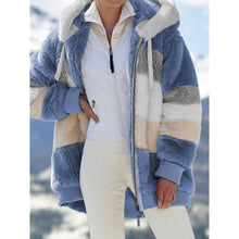 Load image into Gallery viewer, Plush Multicolor Stitching Hooded Coat
