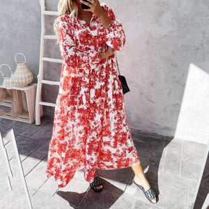 Fashion Floral Printed Loose Fit Maxi Dress