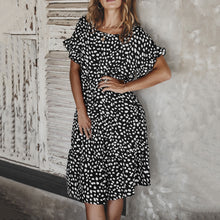 Load image into Gallery viewer, Lotus Leaf Sleeve Polka Dot Dress
