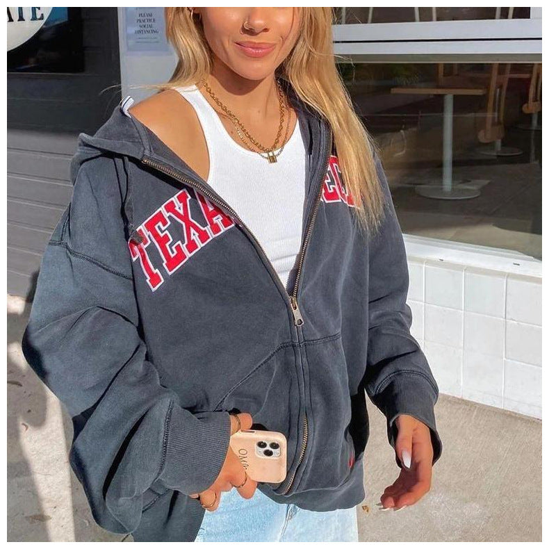 Fashion Letter Printed Hoodies Coat