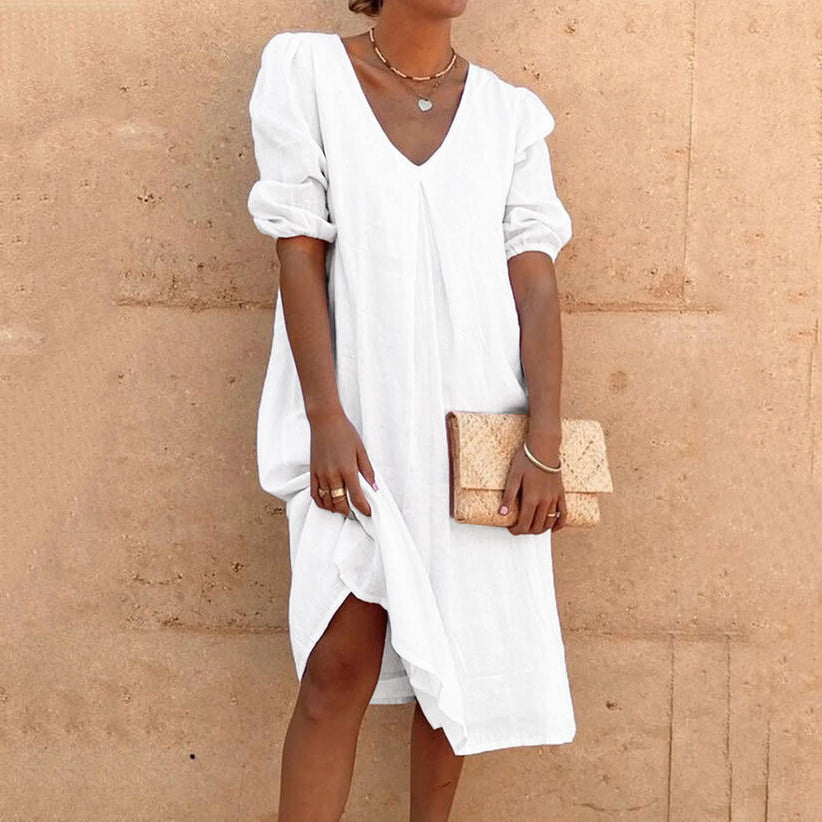 Boho Style Solid Color Casual Maxi Dress