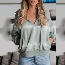Load image into Gallery viewer, Tie-dye Hooded V-neck Sweatshirt
