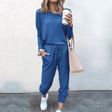 Load image into Gallery viewer, Solid Color Long Sleeve Casual Look Set
