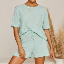 Load image into Gallery viewer, Round Neck Short Sleeve Shorts Casual Look Set
