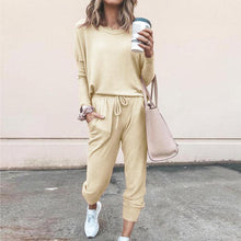 Load image into Gallery viewer, Solid Color Long Sleeve Casual Look Set
