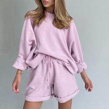 Load image into Gallery viewer, Casual Long-sleeved Shorts Suit Set
