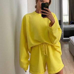 Casual Long-sleeved Shorts Suit Set