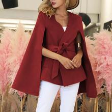 Elegant Solid Color Slim Woolen Coat