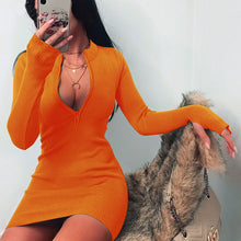 Load image into Gallery viewer, Round Neck Half Zipper Slim Bodycon Dress
