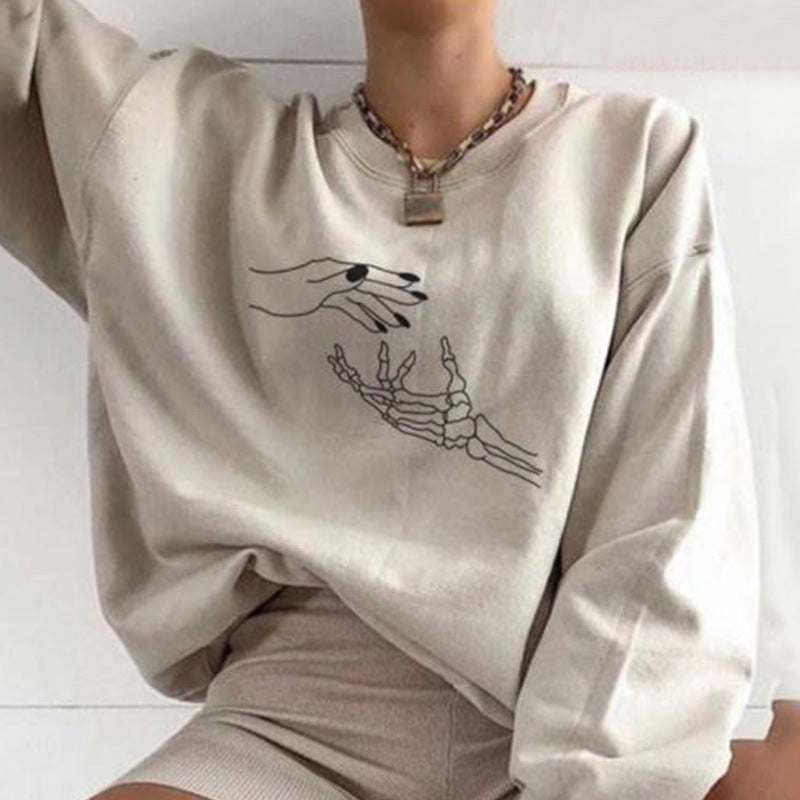 Casual Printed Long-Sleeved Sweatshirt