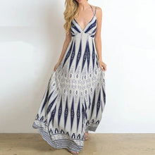 Load image into Gallery viewer, Retro Print V-Neck Sling Maxi Dress
