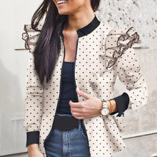 Load image into Gallery viewer, Ruffle Stitching Zipper Print Jacket Coat
