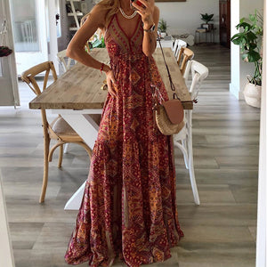 Sexy Bohemia Style Printed Maxi Dress