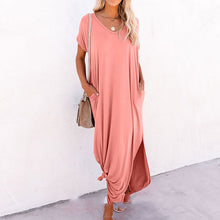 Load image into Gallery viewer, V-Neck Pocket Slit Dress
