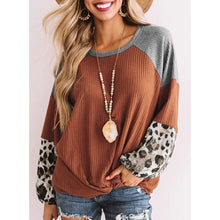 Load image into Gallery viewer, Leopard Stitching Knit Long Sleeve Top
