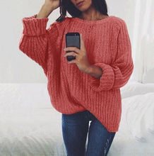 Load image into Gallery viewer, Solid Color Round Neck Pullover Sweater
