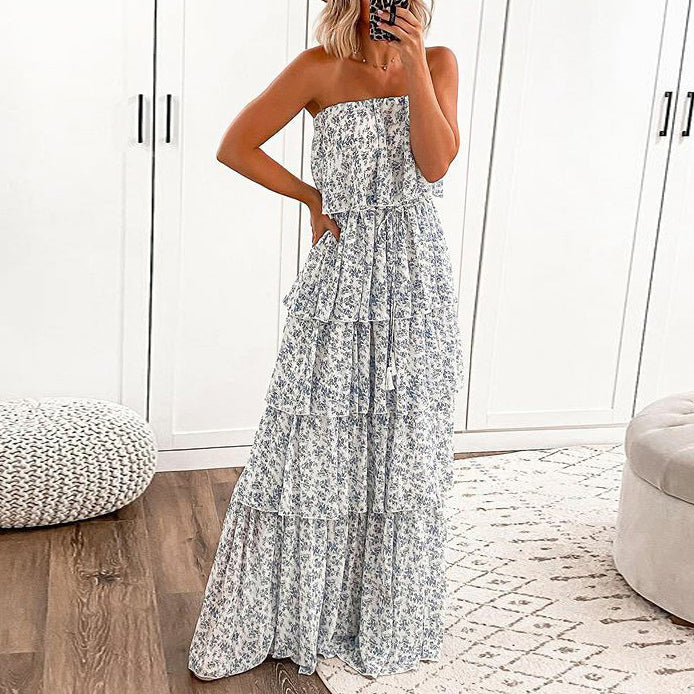 Sexy Off Shoulder Printed Maxi Dress