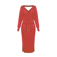 Load image into Gallery viewer, Elegant V-neck Knitted Slim Bodycon Dress
