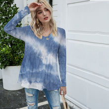 Load image into Gallery viewer, Tie-dyed V-neck Loose Long Sleeve Top
